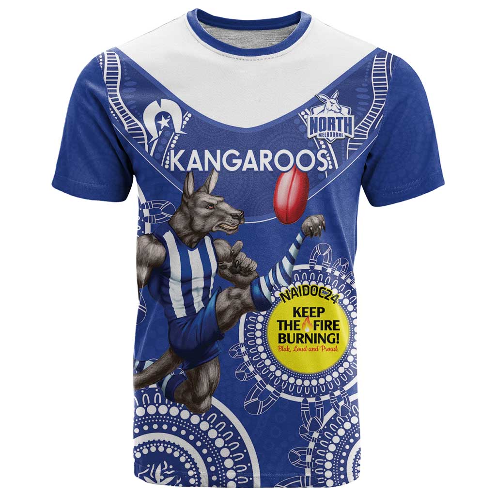 Custom AFL Kangaroos NAIDOC Week T Shirt Keep The Fire Burning Indigenous Art