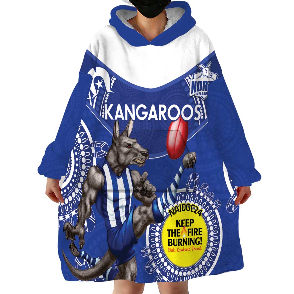 Custom AFL Kangaroos NAIDOC Week Wearable Blanket Hoodie Keep The Fire Burning Indigenous Art