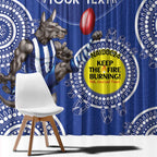 Custom AFL Kangaroos NAIDOC Week Window Curtain Keep The Fire Burning Indigenous Art