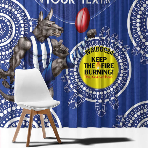 Custom AFL Kangaroos NAIDOC Week Window Curtain Keep The Fire Burning Indigenous Art