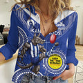 Custom AFL Kangaroos NAIDOC Week Women Casual Shirt Keep The Fire Burning Indigenous Art