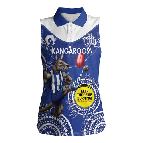 Custom AFL Kangaroos NAIDOC Week Women Sleeveless Polo Shirt Keep The Fire Burning Indigenous Art