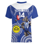 Custom AFL Kangaroos NAIDOC Week Women V-Neck T-Shirt Keep The Fire Burning Indigenous Art