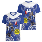 Custom AFL Kangaroos NAIDOC Week Women V-Neck T-Shirt Keep The Fire Burning Indigenous Art
