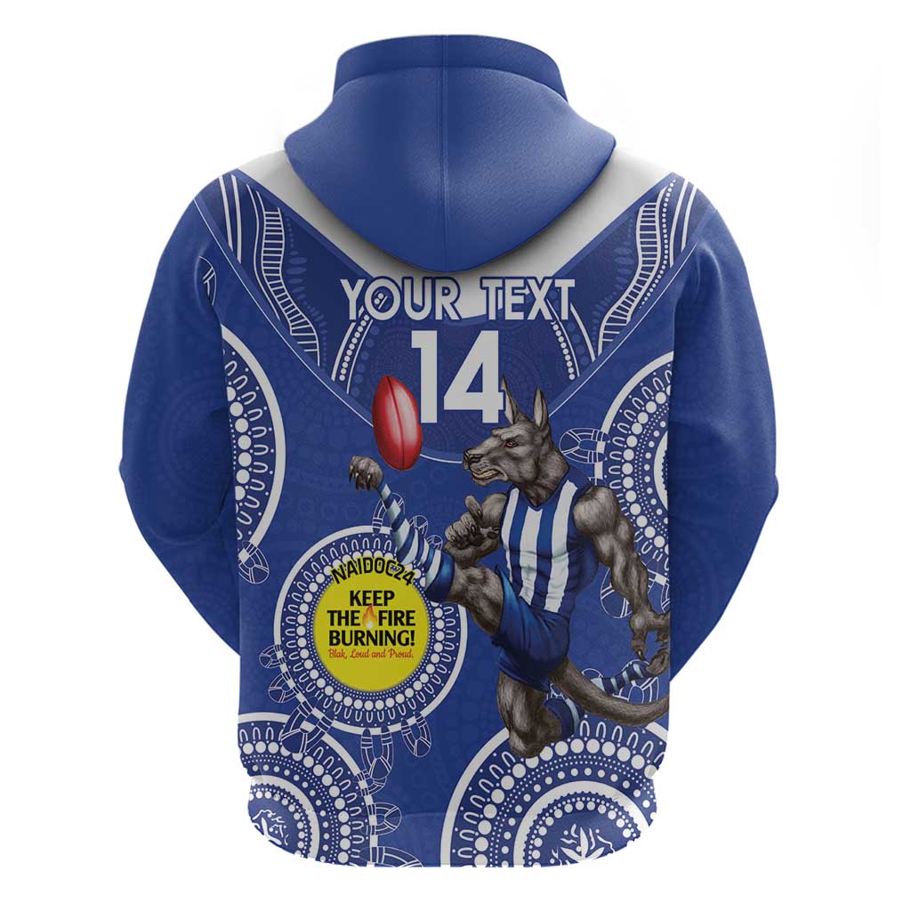 Custom AFL Kangaroos NAIDOC Week Zip Hoodie Keep The Fire Burning Indigenous Art