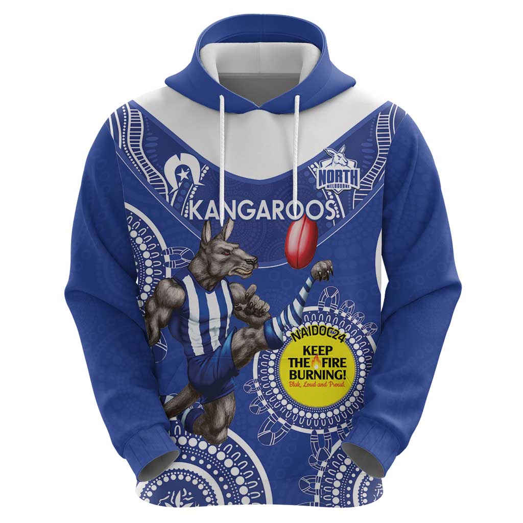 Custom AFL Kangaroos NAIDOC Week Zip Hoodie Keep The Fire Burning Indigenous Art