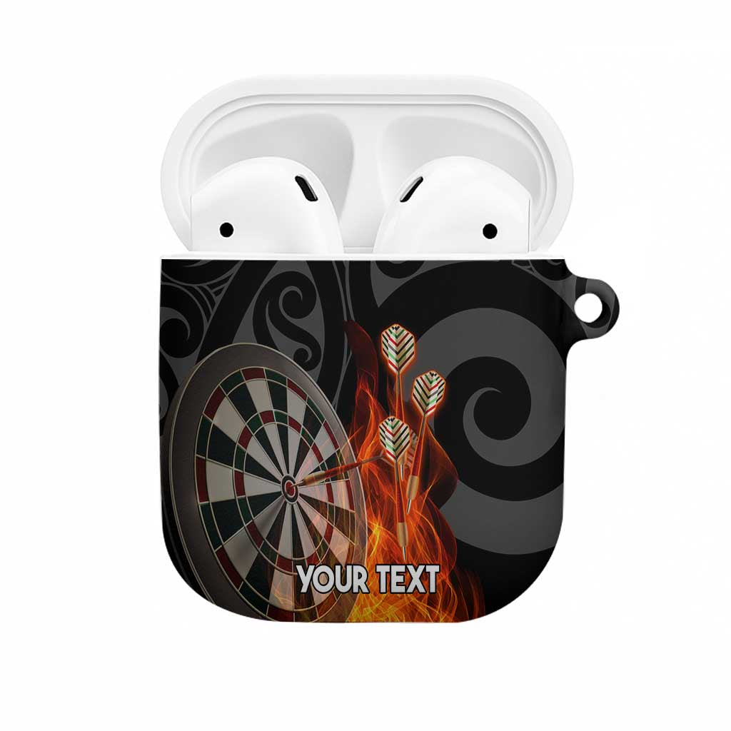 Personalised Aotearoa Darts AirPods Case Maori Koru Flaming Dartboard - Aussie Hoodie