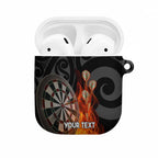 Personalised Aotearoa Darts AirPods Case Maori Koru Flaming Dartboard - Aussie Hoodie