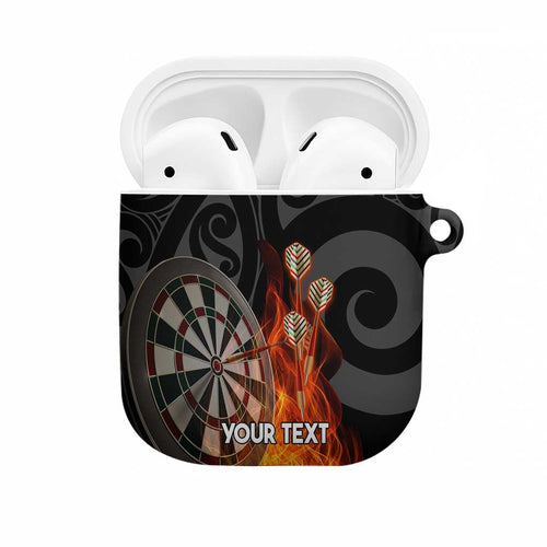 Personalised Aotearoa Darts AirPods Case Maori Koru Flaming Dartboard - Aussie Hoodie