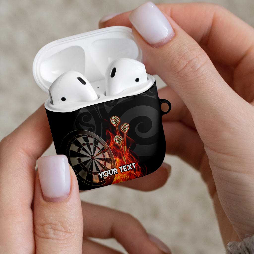 Personalised Aotearoa Darts AirPods Case Maori Koru Flaming Dartboard - Aussie Hoodie