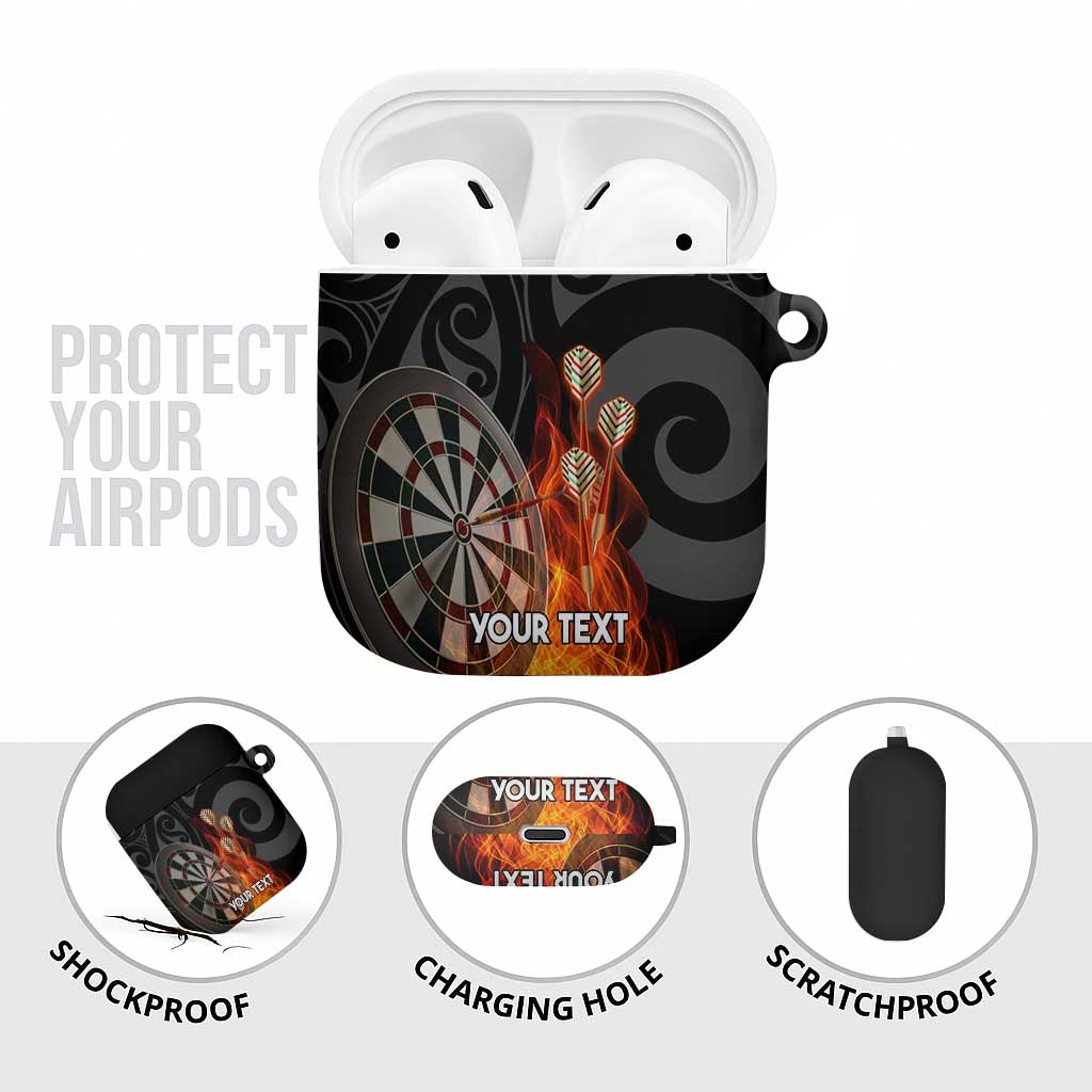 Personalised Aotearoa Darts AirPods Case Maori Koru Flaming Dartboard - Aussie Hoodie