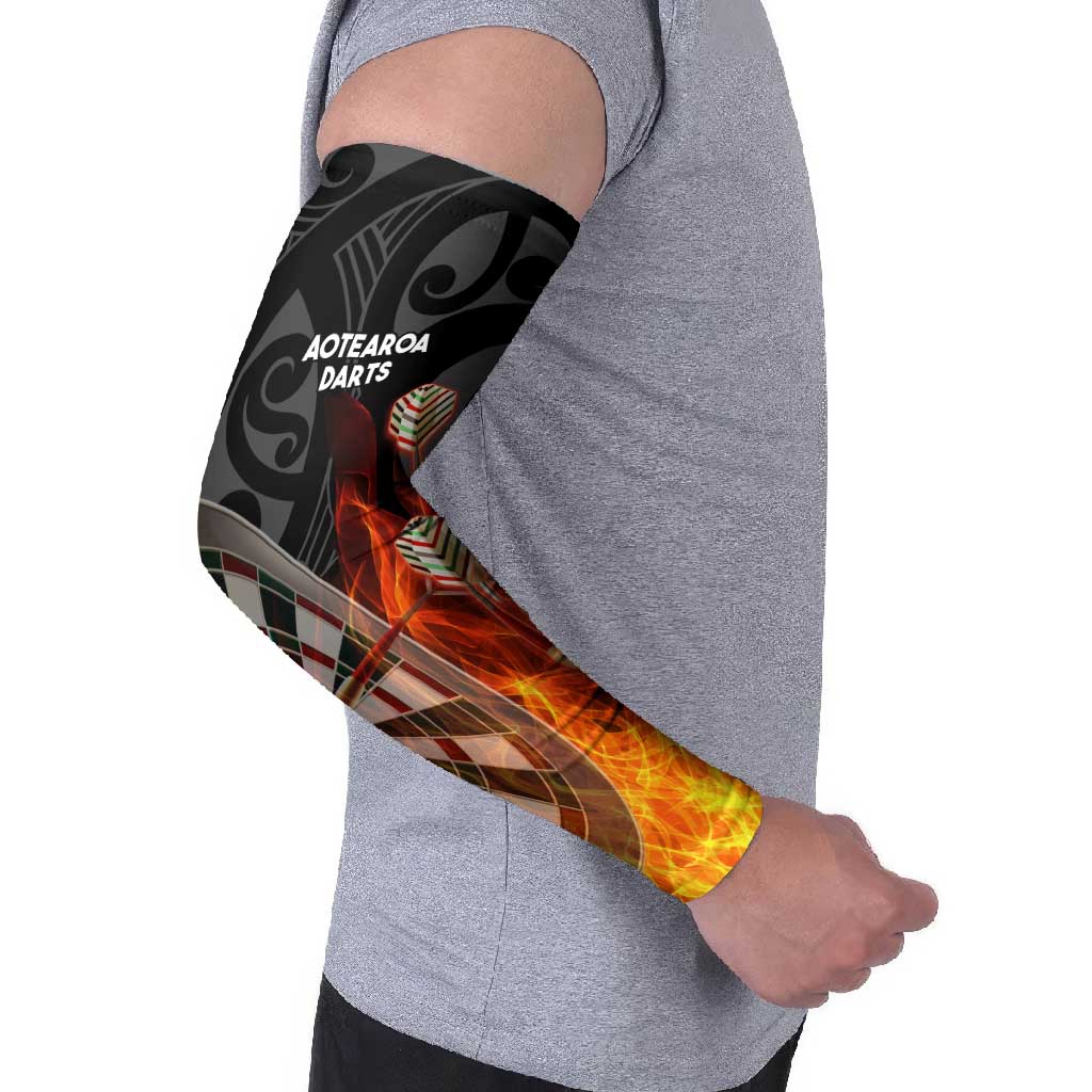 Personalised Aotearoa Darts Arm Sleeves Maori Koru Flaming Dartboard - Aussie Hoodie