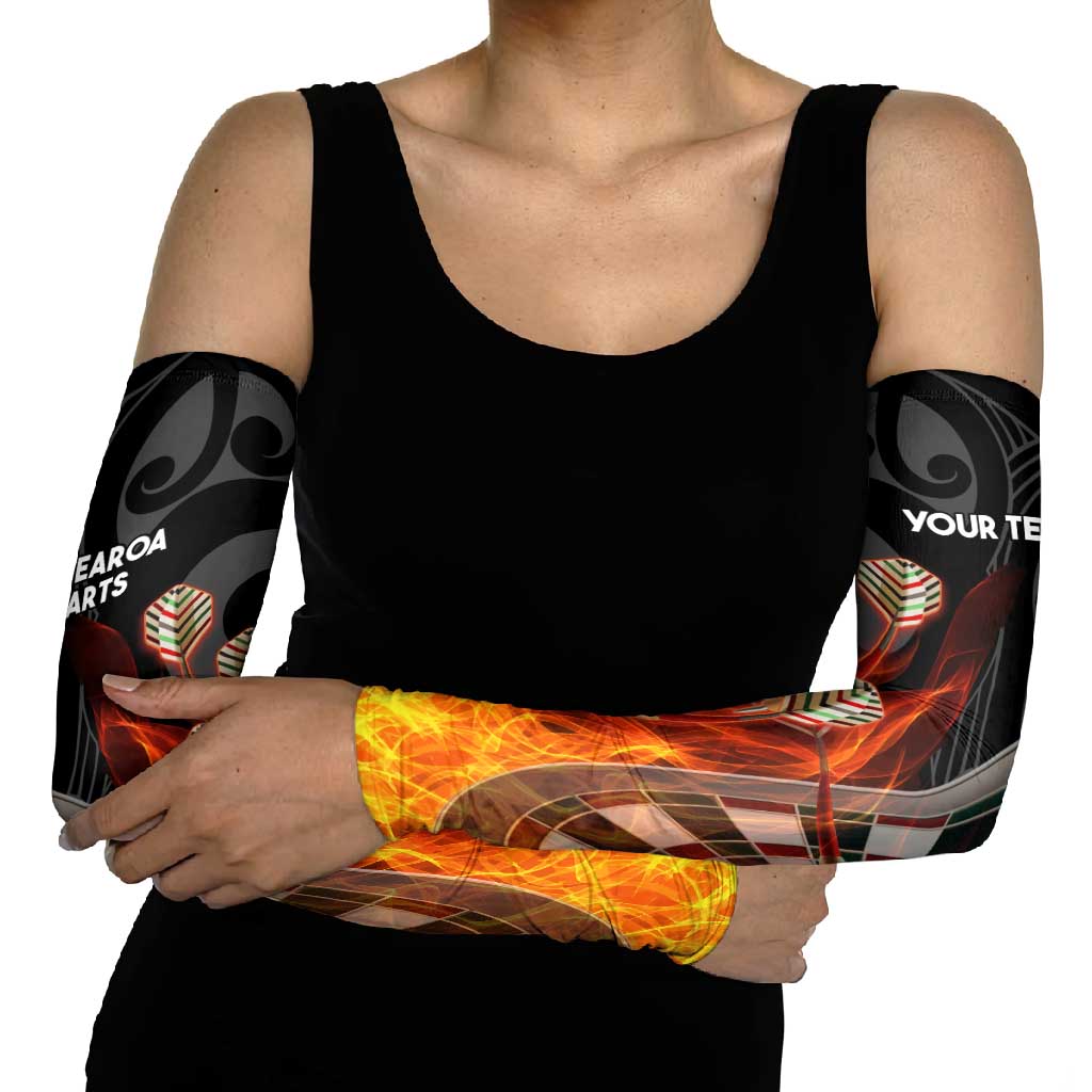 Personalised Aotearoa Darts Arm Sleeves Maori Koru Flaming Dartboard - Aussie Hoodie