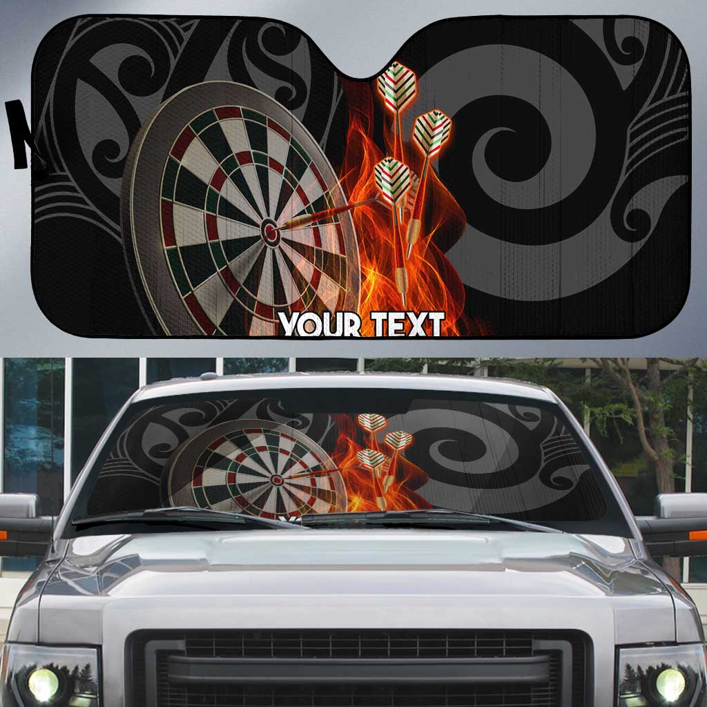 Personalised Aotearoa Darts Auto Sun Shade Maori Koru Flaming Dartboard - Aussie Hoodie