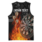 Personalised Aotearoa Darts Basketball Jersey Maori Koru Flaming Dartboard - Aussie Hoodie