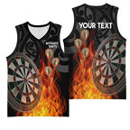 Personalised Aotearoa Darts Basketball Jersey Maori Koru Flaming Dartboard - Aussie Hoodie