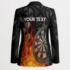 Personalised Aotearoa Darts Blazer Maori Koru Flaming Dartboard - Aussie Hoodie