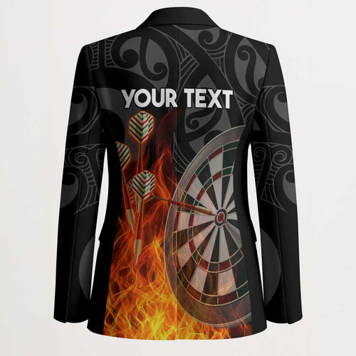 Personalised Aotearoa Darts Blazer Maori Koru Flaming Dartboard - Aussie Hoodie