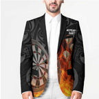 Personalised Aotearoa Darts Blazer Maori Koru Flaming Dartboard - Aussie Hoodie