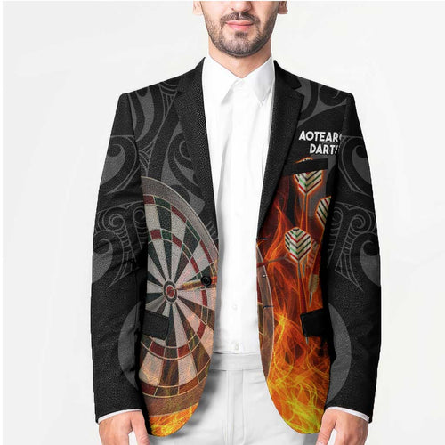 Personalised Aotearoa Darts Blazer Maori Koru Flaming Dartboard - Aussie Hoodie