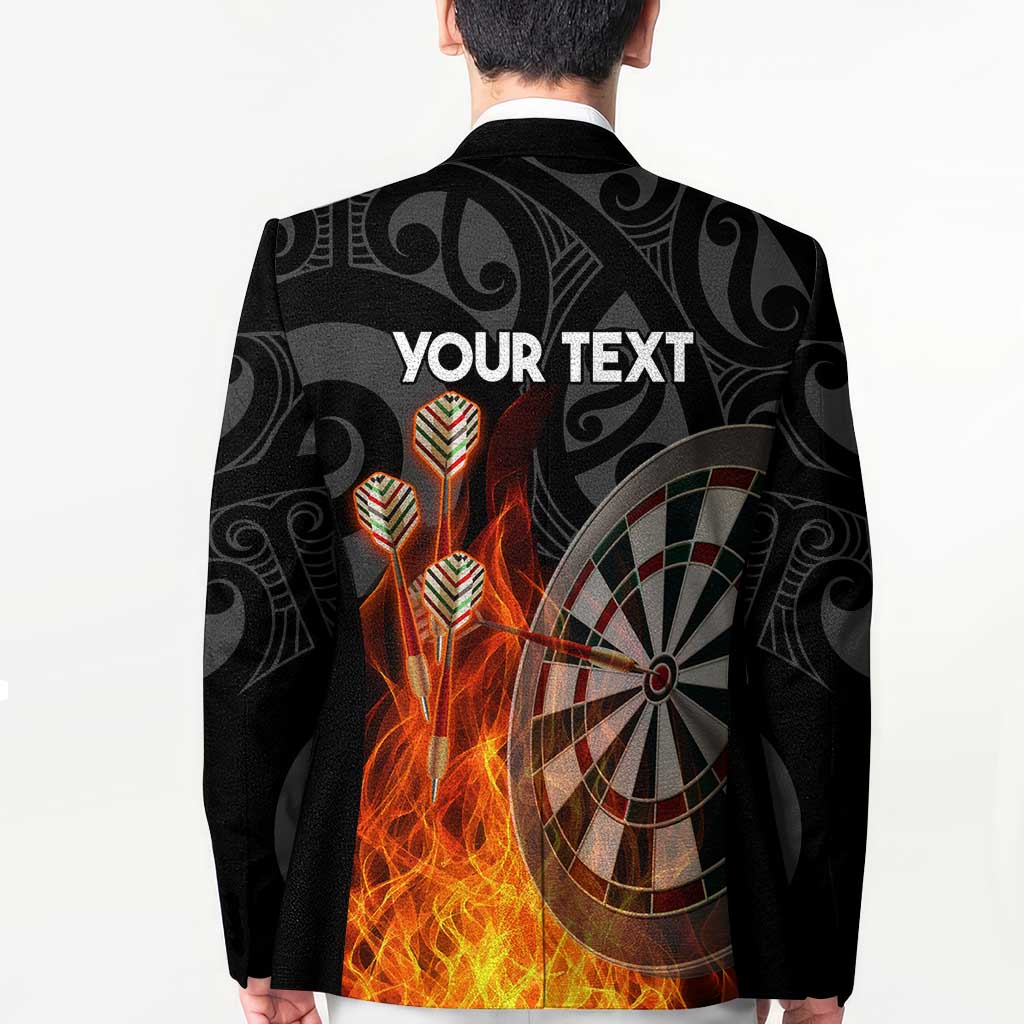 Personalised Aotearoa Darts Blazer Maori Koru Flaming Dartboard - Aussie Hoodie