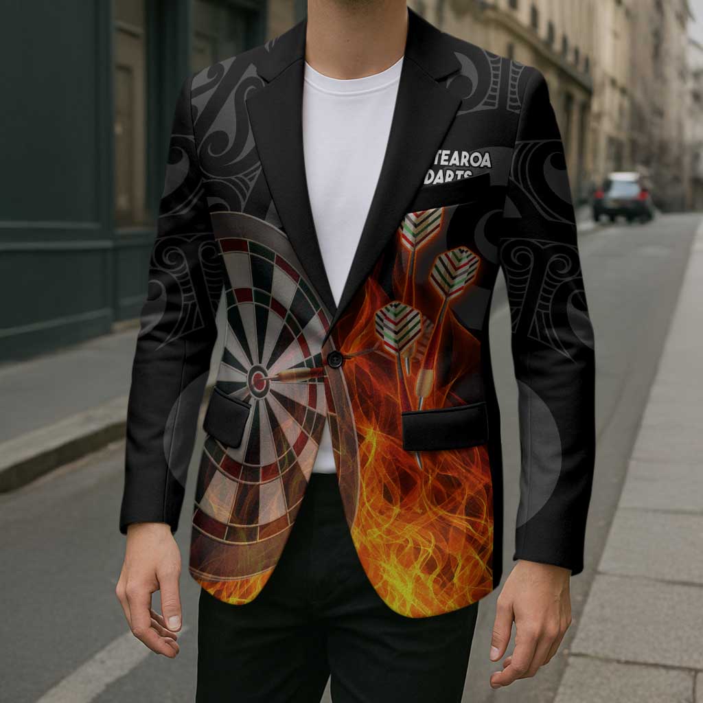 Personalised Aotearoa Darts Blazer Maori Koru Flaming Dartboard - Aussie Hoodie