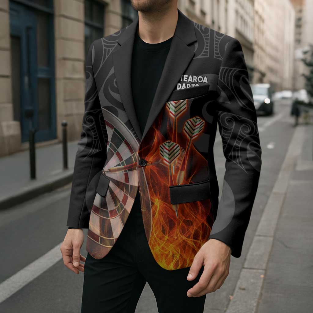 Personalised Aotearoa Darts Blazer Maori Koru Flaming Dartboard - Aussie Hoodie