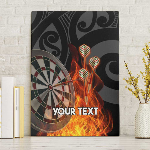 Personalised Aotearoa Darts Canvas Wall Art Maori Koru Flaming Dartboard