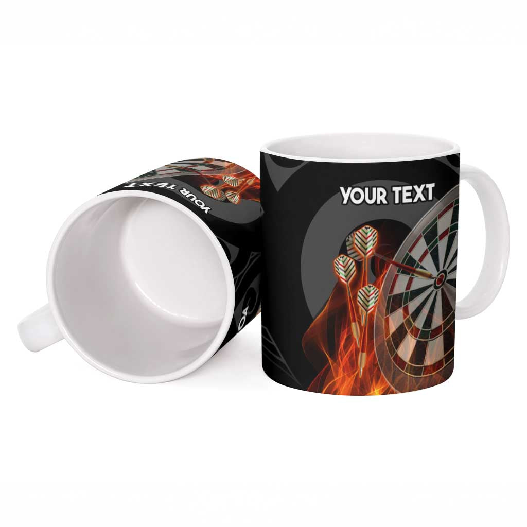 Personalised Aotearoa Darts Ceramic Mug Maori Koru Flaming Dartboard - Aussie Hoodie
