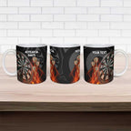 Personalised Aotearoa Darts Ceramic Mug Maori Koru Flaming Dartboard - Aussie Hoodie