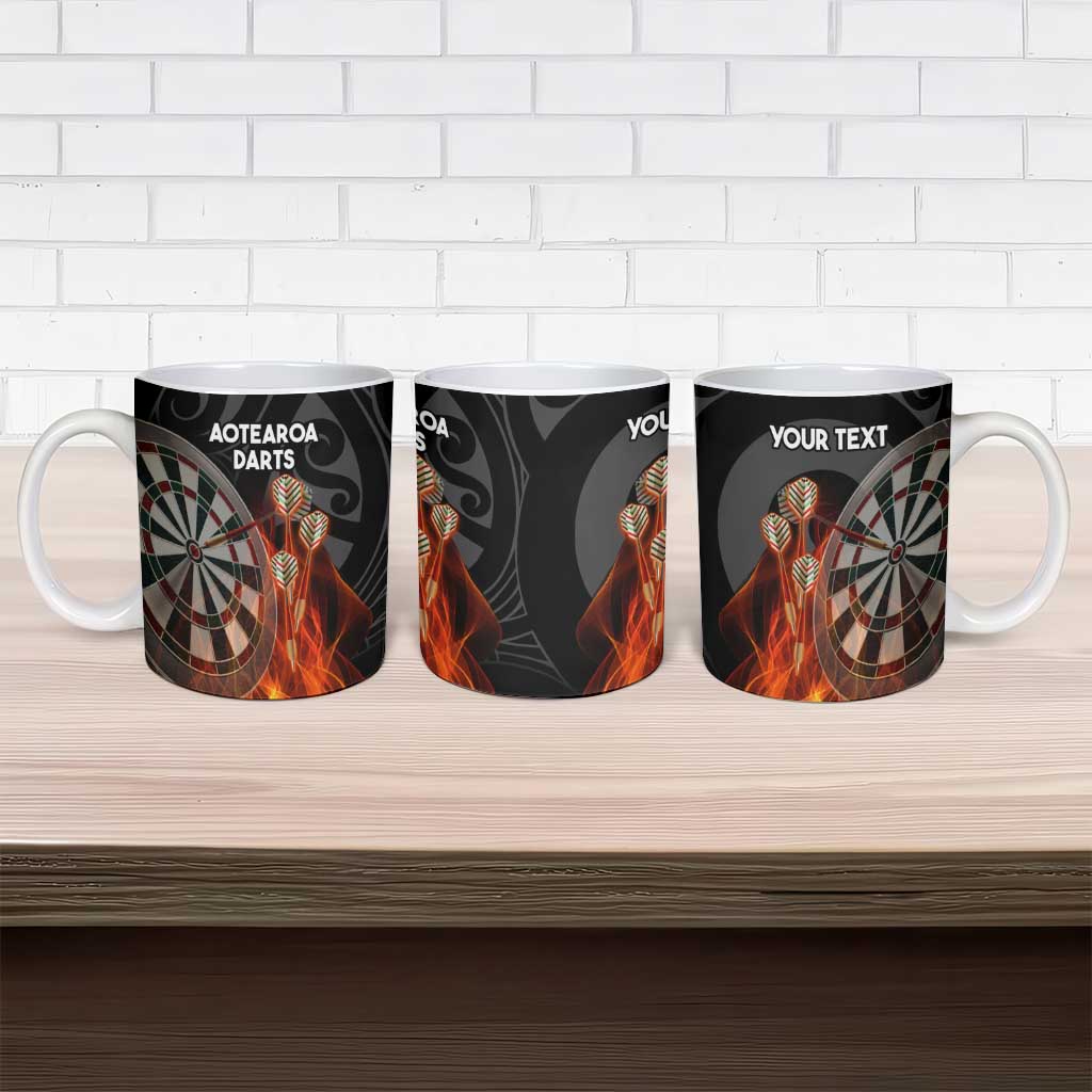Personalised Aotearoa Darts Ceramic Mug Maori Koru Flaming Dartboard - Aussie Hoodie