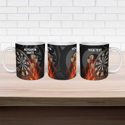 Personalised Aotearoa Darts Ceramic Mug Maori Koru Flaming Dartboard - Aussie Hoodie