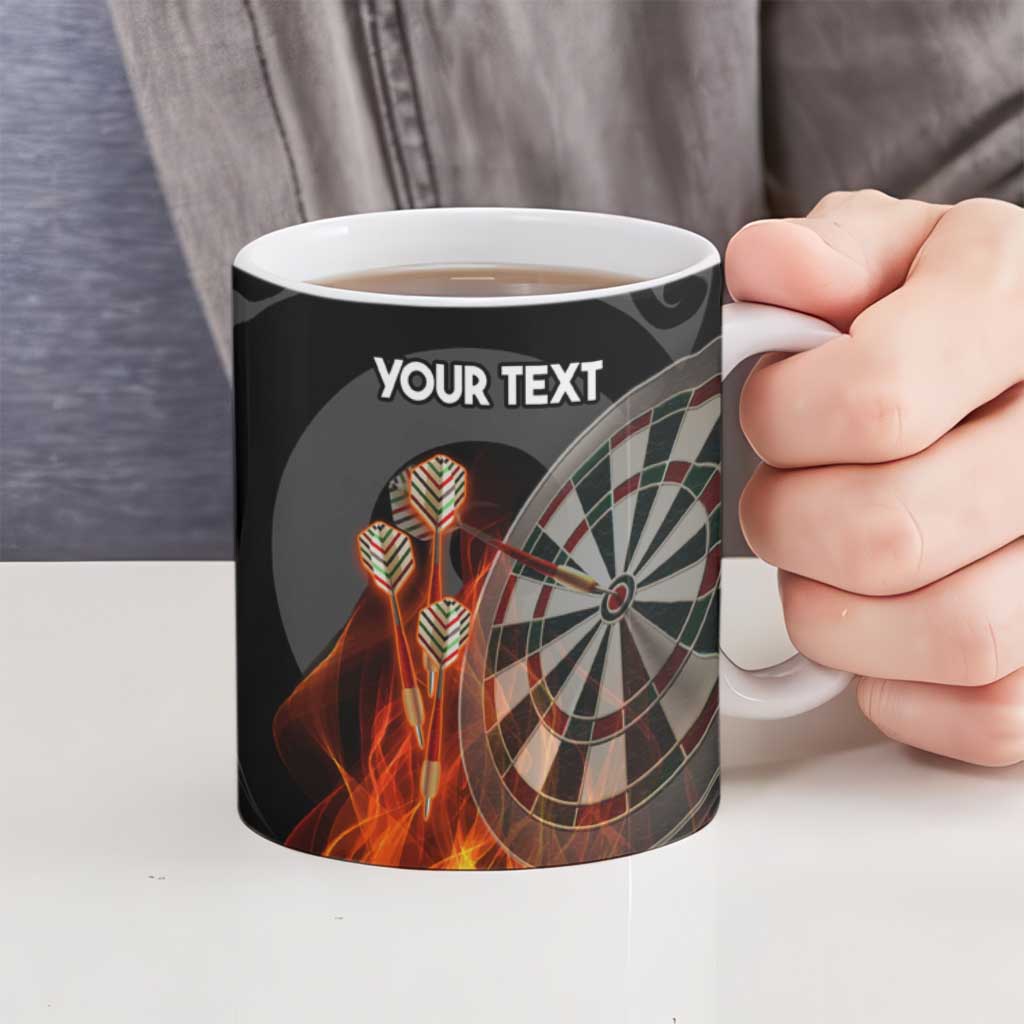 Personalised Aotearoa Darts Ceramic Mug Maori Koru Flaming Dartboard - Aussie Hoodie