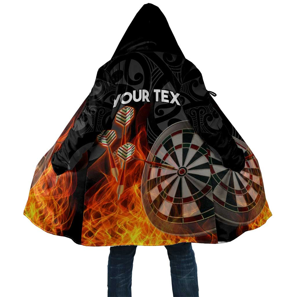 Personalised Aotearoa Darts Cloak Maori Koru Flaming Dartboard - Aussie Hoodie