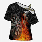 Personalised Aotearoa Darts Cross Shoulder Shirt Maori Koru Flaming Dartboard - Aussie Hoodie