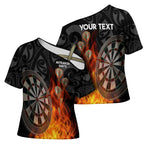 Personalised Aotearoa Darts Cross Shoulder Shirt Maori Koru Flaming Dartboard - Aussie Hoodie