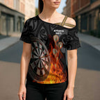 Personalised Aotearoa Darts Cross Shoulder Shirt Maori Koru Flaming Dartboard - Aussie Hoodie