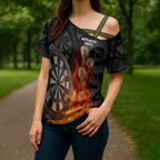Personalised Aotearoa Darts Cross Shoulder Shirt Maori Koru Flaming Dartboard - Aussie Hoodie