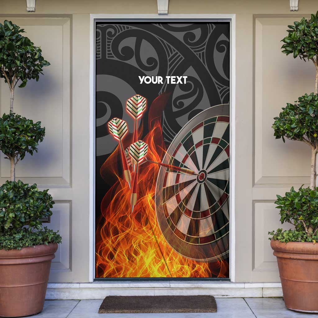 Personalised Aotearoa Darts Door Cover Maori Koru Flaming Dartboard - Aussie Hoodie