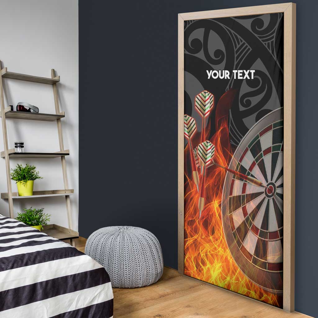 Personalised Aotearoa Darts Door Cover Maori Koru Flaming Dartboard - Aussie Hoodie