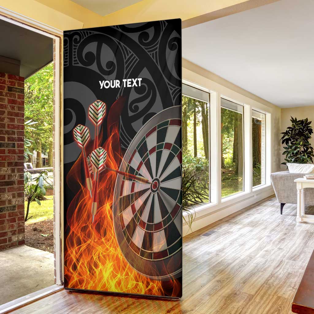 Personalised Aotearoa Darts Door Cover Maori Koru Flaming Dartboard - Aussie Hoodie