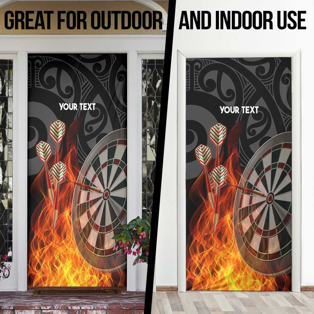 Personalised Aotearoa Darts Door Cover Maori Koru Flaming Dartboard - Aussie Hoodie