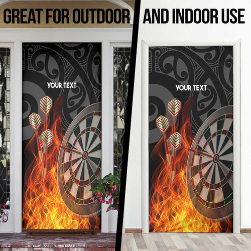 Personalised Aotearoa Darts Door Cover Maori Koru Flaming Dartboard - Aussie Hoodie