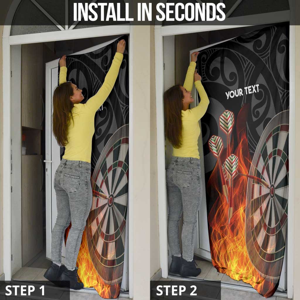 Personalised Aotearoa Darts Door Cover Maori Koru Flaming Dartboard - Aussie Hoodie