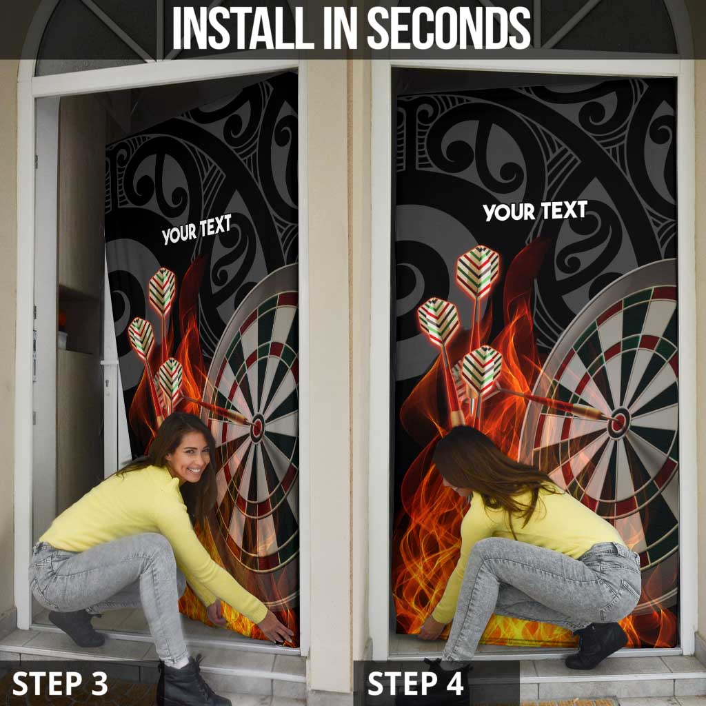 Personalised Aotearoa Darts Door Cover Maori Koru Flaming Dartboard - Aussie Hoodie