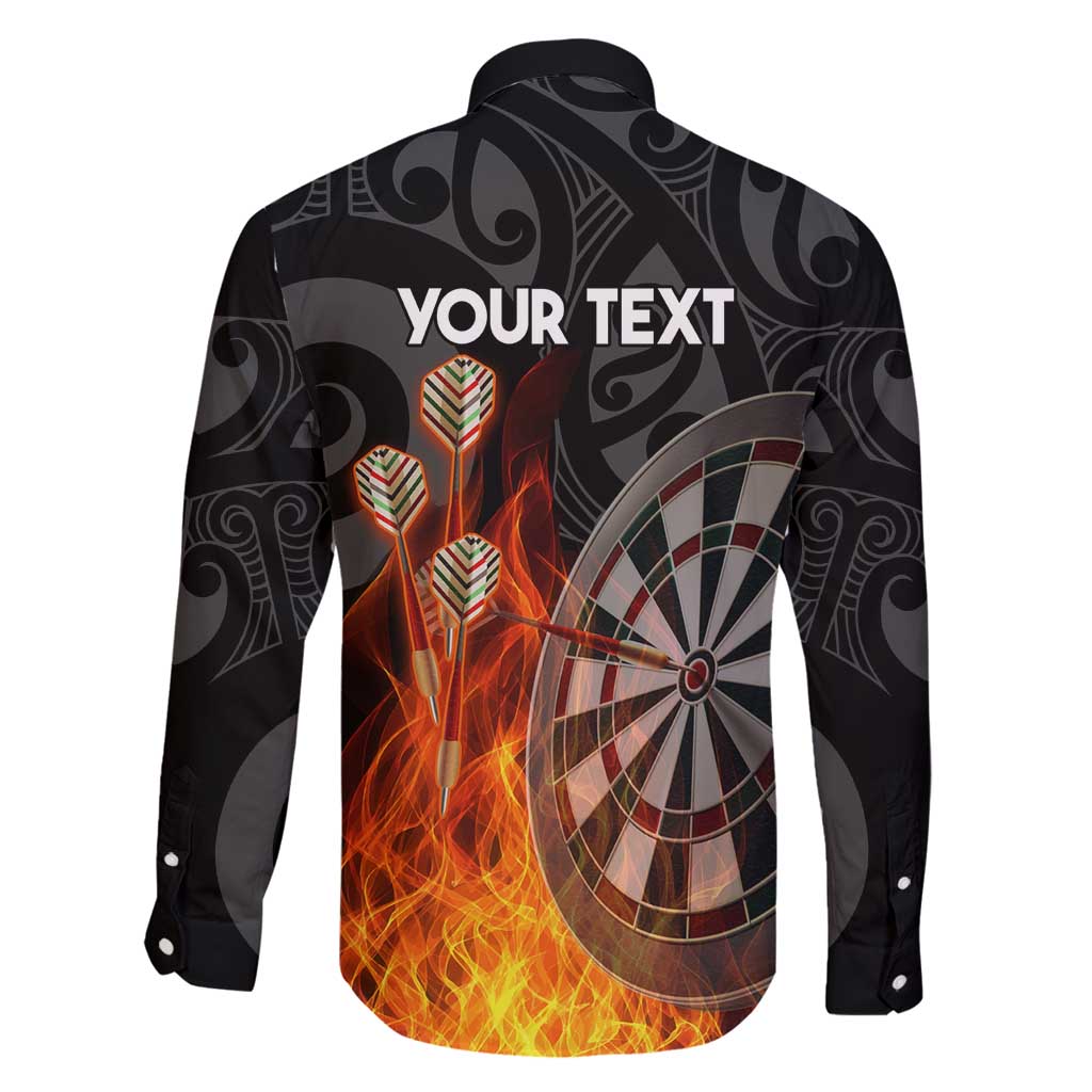 Personalised Aotearoa Darts Family Matching Off Shoulder Short Dress and Hawaiian Shirt Maori Koru Flaming Dartboard