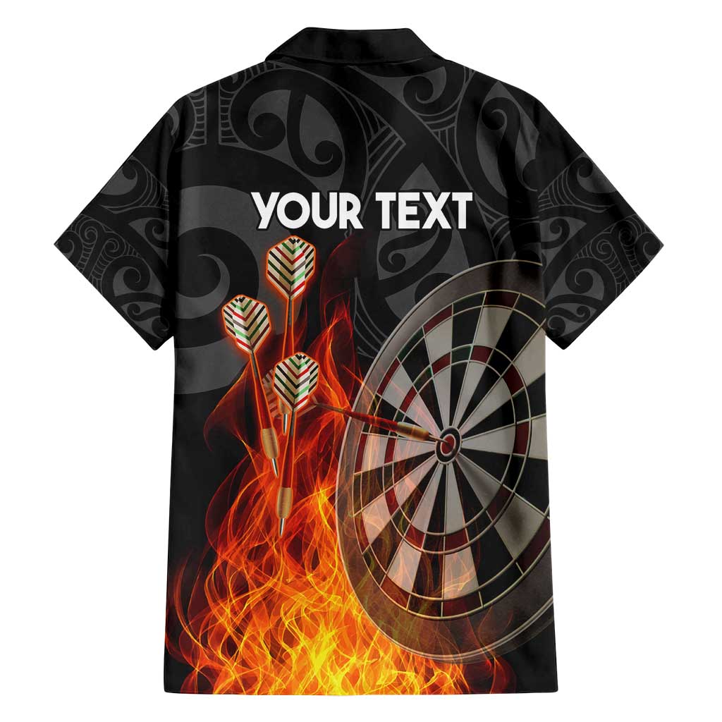 Personalised Aotearoa Darts Family Matching Puletasi and Hawaiian Shirt Maori Koru Flaming Dartboard