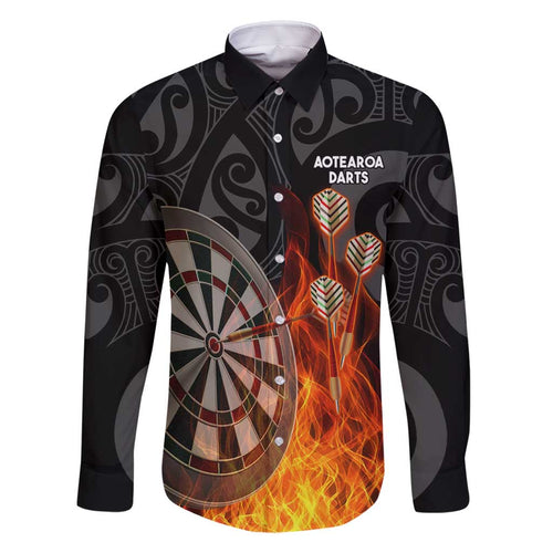 Personalised Aotearoa Darts Family Matching Tank Maxi Dress and Hawaiian Shirt Maori Koru Flaming Dartboard