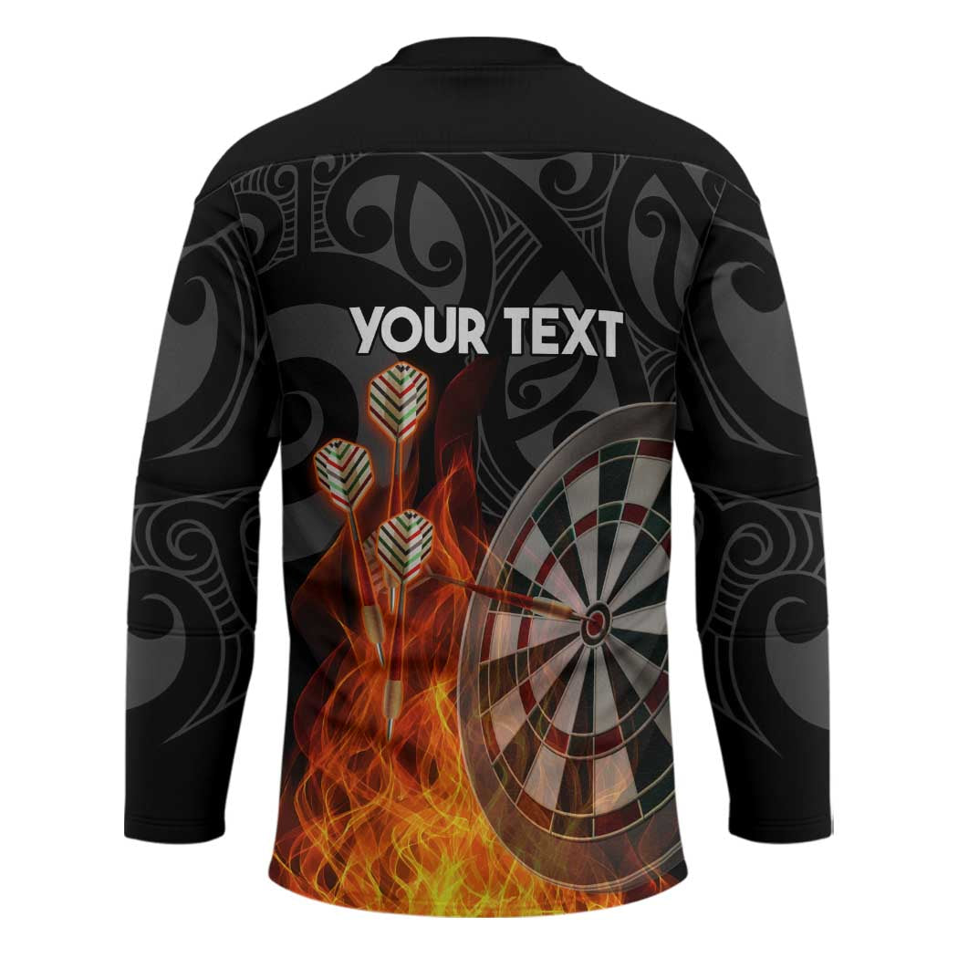 Personalised Aotearoa Darts Hockey Jersey Maori Koru Flaming Dartboard - Aussie Hoodie