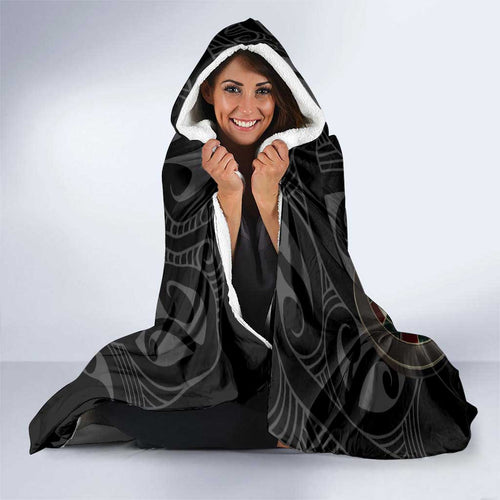 Personalised Aotearoa Darts Hooded Blanket Maori Koru Flaming Dartboard
